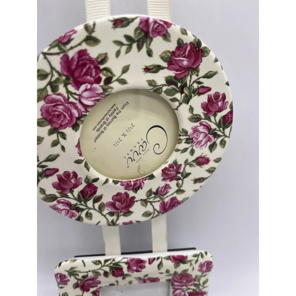 Carr Hanging Photo Frame 4x Pink White Floral Burnes of Boston Cottagecore Decor